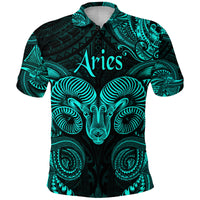 Aries Zodiac Polynesian Polo Shirt Unique Style Turquoise LT8 - Polynesian Pride