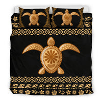 Hawaiian Golden Turtle Hibiscus Plumeria Polynesian Bedding Set - Polynesian Pride