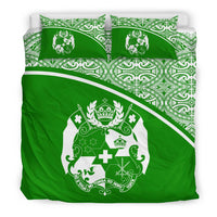 Tonga Duvet Cover Set - Green Curve Style Green - Polynesian Pride