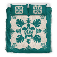 Hawaiian Turtle Hibiscus Monstera Polynesian Bedding Set - Polynesian Pride
