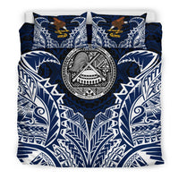 American Samoa Duvet Cover Set - American Samoa Coat Of Arms Premium Blue - Polynesian Pride