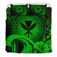 Kanaka Maoli Duvet Cover Set - Hibiscus And Wave Special Green Green - Polynesian Pride