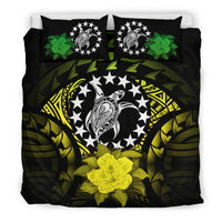 Cook Islands Duvet Cover Set - Cook Island Flag Turtle & Hibiscus Special Yellow - Polynesian Pride