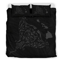 Hawaiian Map Rays Turle Polynesian Bedding Set - Grey - Polynesian Pride