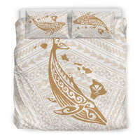Hawaiian Map Whale Polynesian Bedding Set - White - Polynesian Pride