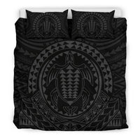 Hawaiian Kakau Honu Arc Gray Polynesian Bedding Set - Polynesian Pride