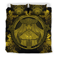 Hawaiian Map Madame Pele Kanaka Polynesian Bedding Set Yellow - Polynesian Pride