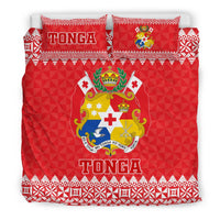 Polynesian Bedding Set - Tonga Coat Of Arms Pattern Duvet Cover Set Red Version - Polynesian Pride