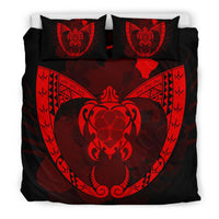 Hawaiian Fish Hook Turtle Heart Polynesian Bedding Set Red - Polynesian Pride