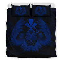 Hawaiian Map Owl Kanaka Bedding Set - Pueo Aumakua - Blue - Polynesian Pride
