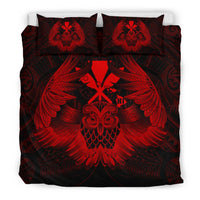Hawaiian Map Owl Kanaka Bedding Set - Pueo Aumakua - Red - Polynesian Pride