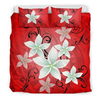 Hawaiian Plumeria Polynesian Bedding Set - Red - Polynesian Pride