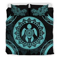 Turtle Hibiscus Polynesian Duvet Cover - Emerald Color - Polynesian Pride