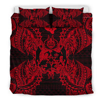 Polynesian Bedding Set - Tonga Duvet Cover Set Map Red - Polynesian Pride