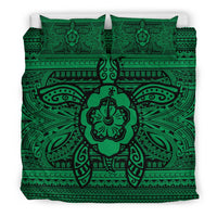 Hawaiian Turtle Polyensian Tribal Bedding Set Green - Polynesian Pride