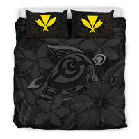 Hawaiian Turtle Hibiscus Plumeria Kanaka Polynesian Bedding Set Gray - Soft Style - Polynesian Pride