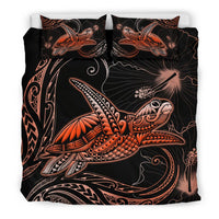 Turtle Polynesian Bedding Set Mix Hibiscus Orange - Polynesian Pride