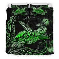 Turtle Polynesian Bedding Set Mix Hibiscus Green - Polynesian Pride