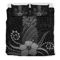 Hawaii Polynesian Pineapple Hibiscus Bedding Set - Zela Style Gray - Polynesian Pride
