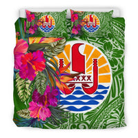 Tahiti Bedding Set - Hibiscus Polynesian Pattern Green Version - Polynesian Pride