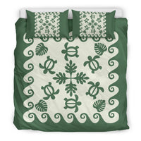 Hawaiian Bedding Set Tropical Turtle Pattern - Green - Polynesian Pride