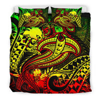 Papua New Guinea Bedding Set - Reggae Shark Polynesian Tattoo - Polynesian Pride