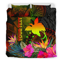 Papua New Guinea Polynesian Personalised Bedding Set - Hibiscus and Banana Leaves - Polynesian Pride