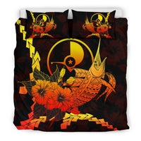 Yap Micronesia Bedding Set - Swordfish With Hibiscus - Polynesian Pride