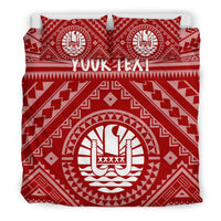 Tahiti Personalised Bedding Set - Tahiti Seal In Polynesian Tattoo Style (Red) - Polynesian Pride