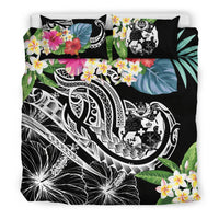 Tonga Polynesian Bedding Set - Summer Plumeria (Black) - Polynesian Pride