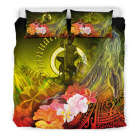 Vanuatu Bedding Set - Humpback Whale with Tropical Flowers (Yellow) - Polynesian Pride