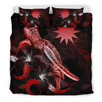 Nauru Polynesian Bedding Set - Turtle With Blooming Hibiscus Red - Polynesian Pride