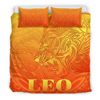 Sun In Leo Zodiac Bedding Set Polynesian Tattoo Simple - Orange - Polynesian Pride