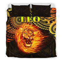 Sun In Leo Zodiac Bedding Set Polynesian Tattoo Unique Vibes - Polynesian Pride