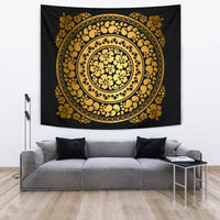Hibiscus Gold Circle Tapestry - Polynesian Pride
