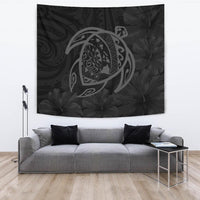 Hawaii Turtle Kanaka Map Hibiscus Poly Tapestry - Gray Wall Tapestry 150cm*150cm Gray - Polynesian Pride