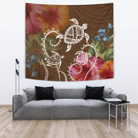 Hawaii Turtle Polynesian Tapestry - Herd Style Wall Tapestry Orange - Polynesian Pride
