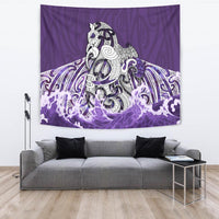 Maori Manaia The Blue Sea Tapestry, Purple Wall Tapestry Large 104" x 88" Purple - Polynesian Pride
