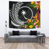 Chuuk State Tapestrys - Seal Spiral Polynesian Patterns Wall Tapestry - Chuuk State Large 104" x 88" Black - Polynesian Pride