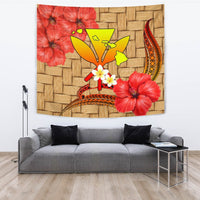 Hawaii Lauhala Kanaka Polynesian Tapestry Wall Tapestry Yellow - Polynesian Pride