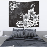 Hibiscus And Plumeria B&W Tapestry - Polynesian Pride