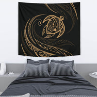 Hawaii Turtle Tapestry - Gold - Frida Style Wall Tapestry 130cm*150cm Black - Polynesian Pride