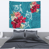 Hawaii Turtle Hibiscus Plumeria Blue Polynesian - Tapestry AH Wall Tapestry 130cm*150cm Blue - Polynesian Pride