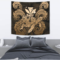 Hawaii Turtle Wave Polynesian Tapestry - Hey Style Gold Wall Tapestry 130cm*150cm Gold - Polynesian Pride