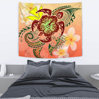 Hawaii Turtle Kanaka Plumeria Hibiscus Tapestry - Kity Style - AH Wall Tapestry Orange - Polynesian Pride
