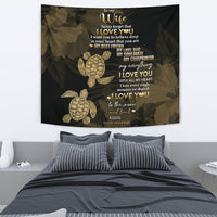 Hawaii Turtle Tapestry Hibiscus To My Wife Gold AH Wall Tapestry 130cm*150cm Gold - Polynesian Pride