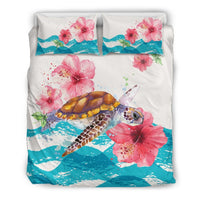 Hawaii Duvet Cover Set - Surfing Turtle & Hibiscus A0 - Polynesian Pride
