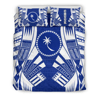 Chuuk States Duvet Cover Set - Blue White Tattoo Style Black - Polynesian Pride