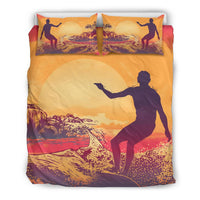 Hawaiian Surf In The Sunset Polynesian Bedding Set Yellow - Polynesian Pride