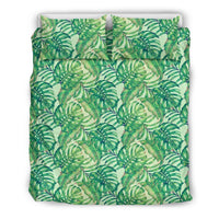 Hawaiian Tropical Leaves Jungle Monstera Leaf Polynesian Bedding Set Black - Polynesian Pride